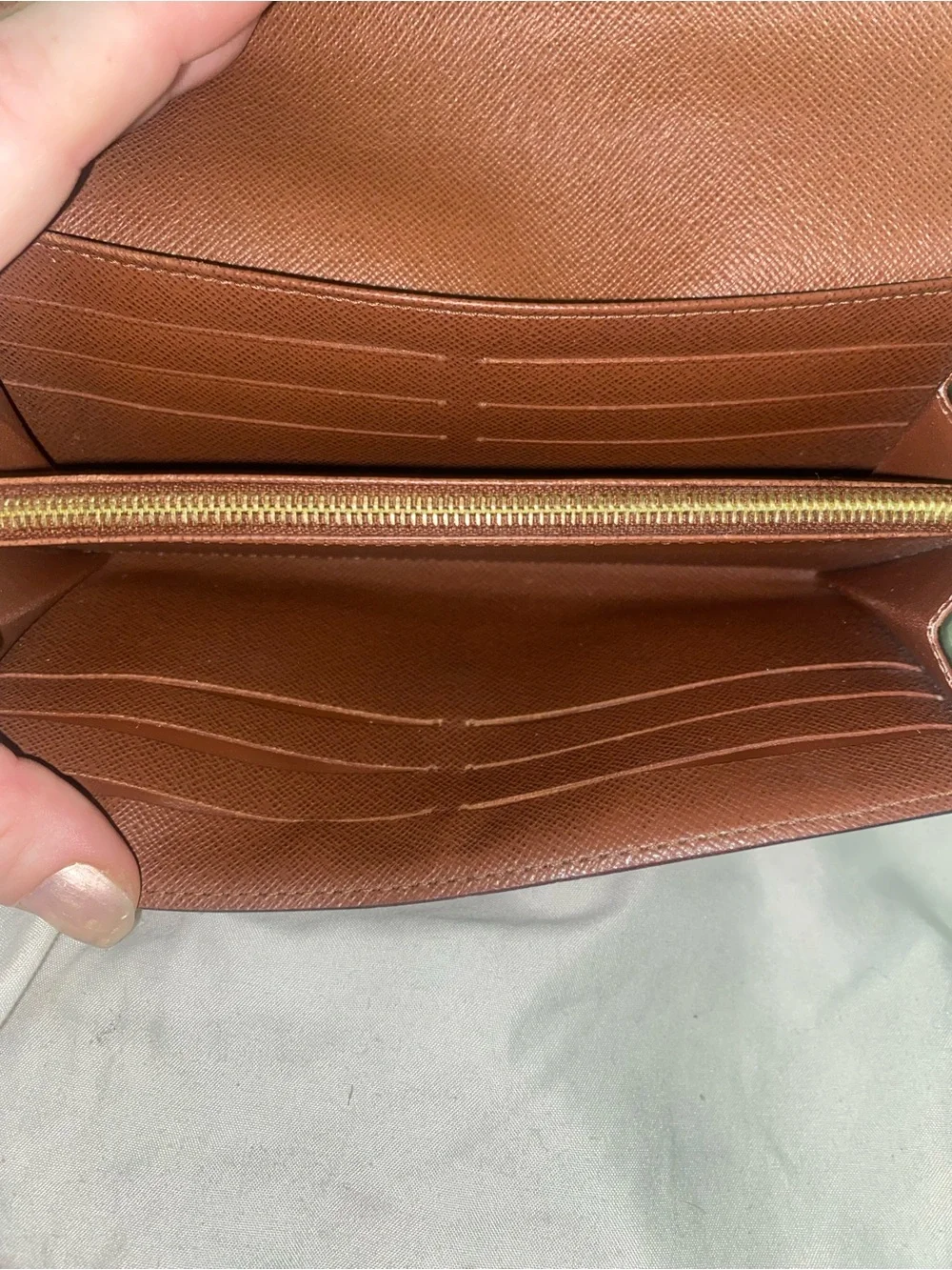 Louis Vuitton Monogram Fold-Over Continental Wallet in Brown and Gold